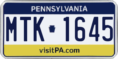 PA license plate MTK1645