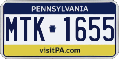 PA license plate MTK1655