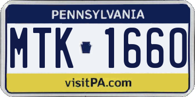 PA license plate MTK1660