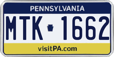 PA license plate MTK1662