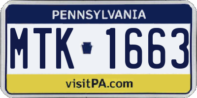 PA license plate MTK1663