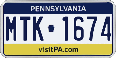 PA license plate MTK1674