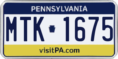 PA license plate MTK1675