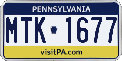 PA license plate MTK1677