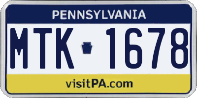 PA license plate MTK1678