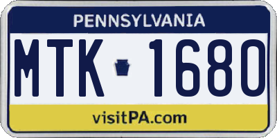PA license plate MTK1680