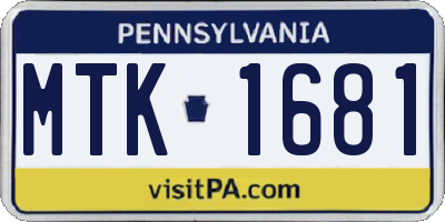 PA license plate MTK1681