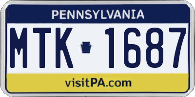 PA license plate MTK1687