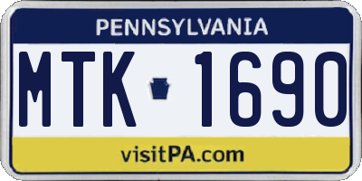 PA license plate MTK1690