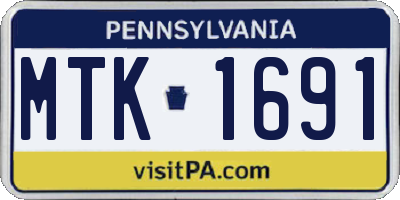 PA license plate MTK1691