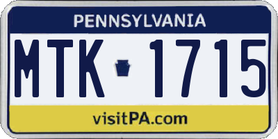 PA license plate MTK1715