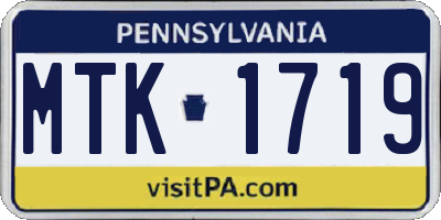 PA license plate MTK1719
