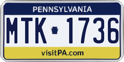 PA license plate MTK1736