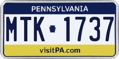 PA license plate MTK1737