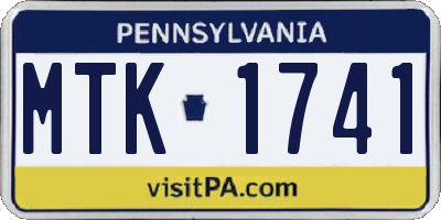 PA license plate MTK1741