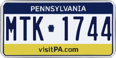 PA license plate MTK1744