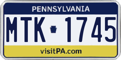 PA license plate MTK1745