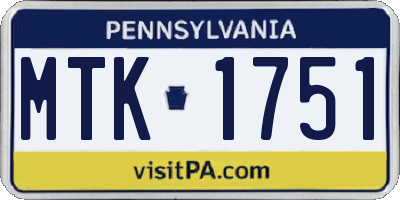 PA license plate MTK1751