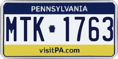 PA license plate MTK1763