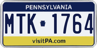 PA license plate MTK1764