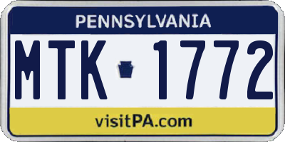 PA license plate MTK1772