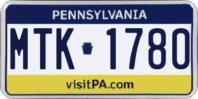 PA license plate MTK1780