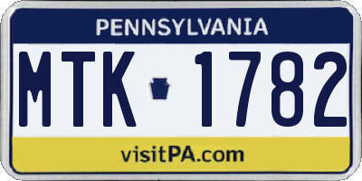 PA license plate MTK1782