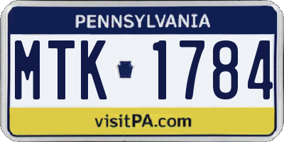 PA license plate MTK1784