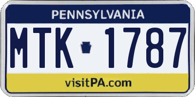 PA license plate MTK1787