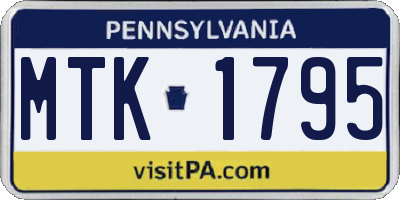 PA license plate MTK1795
