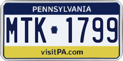 PA license plate MTK1799