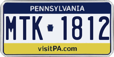 PA license plate MTK1812