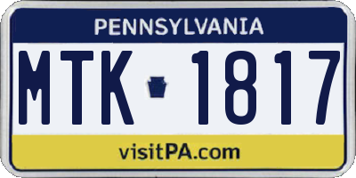PA license plate MTK1817