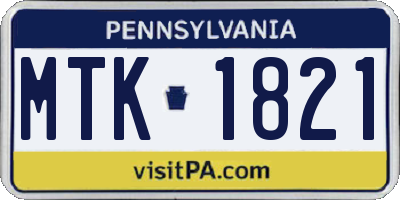 PA license plate MTK1821