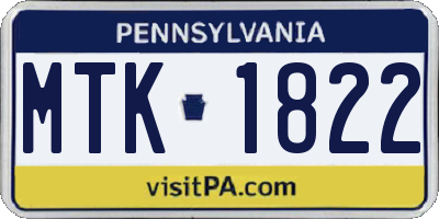 PA license plate MTK1822
