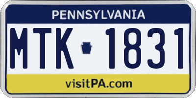 PA license plate MTK1831