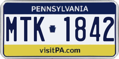 PA license plate MTK1842