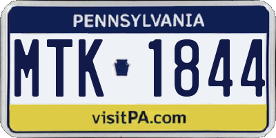 PA license plate MTK1844
