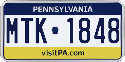 PA license plate MTK1848
