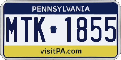 PA license plate MTK1855