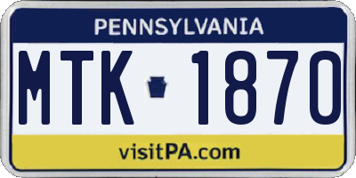 PA license plate MTK1870