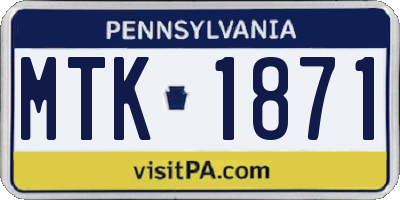 PA license plate MTK1871