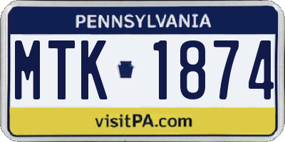 PA license plate MTK1874