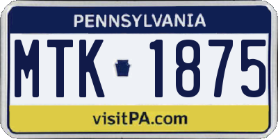 PA license plate MTK1875