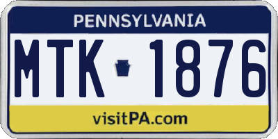PA license plate MTK1876