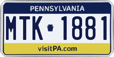 PA license plate MTK1881