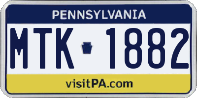 PA license plate MTK1882