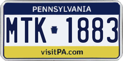 PA license plate MTK1883