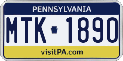 PA license plate MTK1890