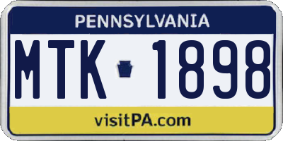 PA license plate MTK1898